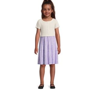 Wonder Nation Girls Delicate Ivory/Purple Short Sleeve Cardigan Dress 10-12 PLUS